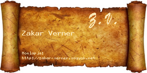 Zakar Verner névjegykártya